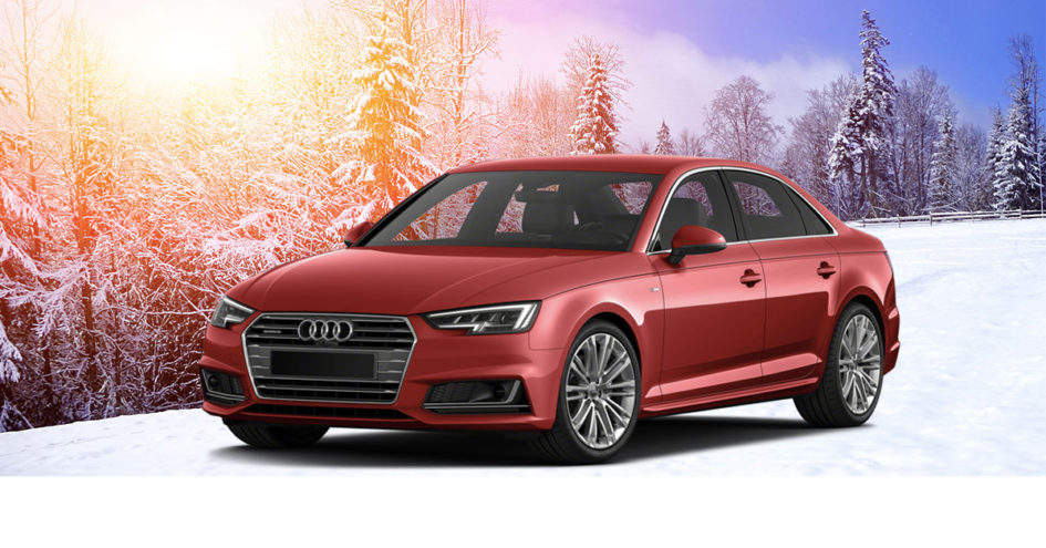 Red 2017 Audi A4 in the Snow