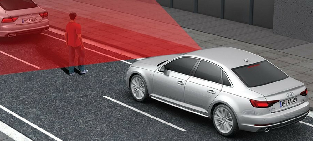A graphic representation of the 2018 Audi A4 using a feature on Audi pre sense®